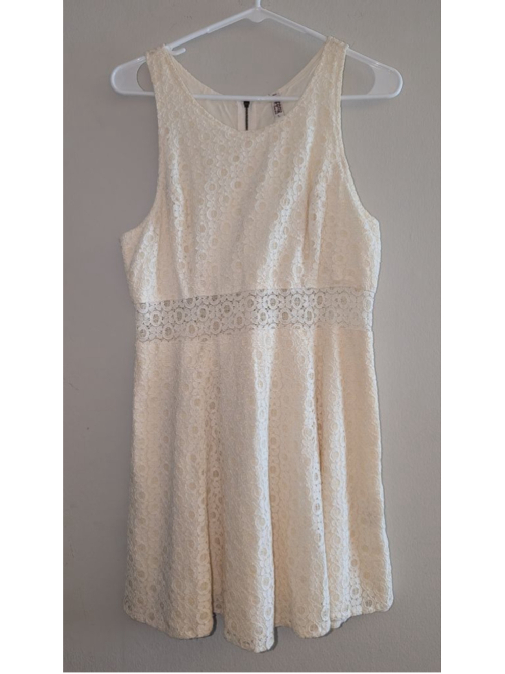 Mudd Cream Lace Sleeveless Mini Dress L, juniors